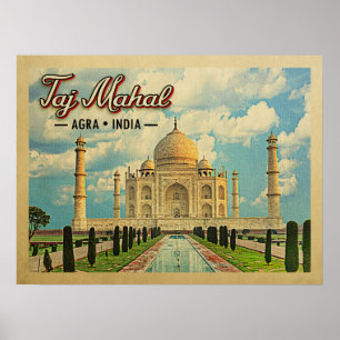 Taj Mahal Vintage Reise Indien Poster
