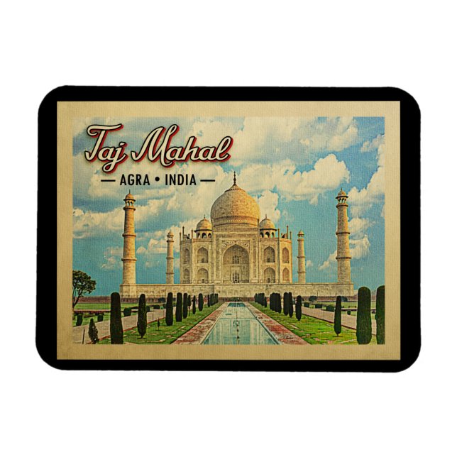Taj Mahal Vintage Travel Indien Magnet (Horizontal)