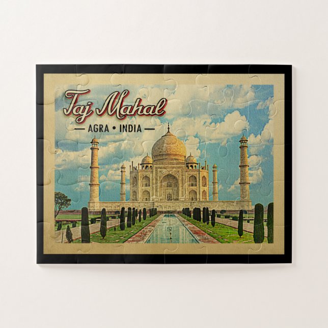 Taj Mahal Vintage Travel Indien Puzzle (Horizontal)