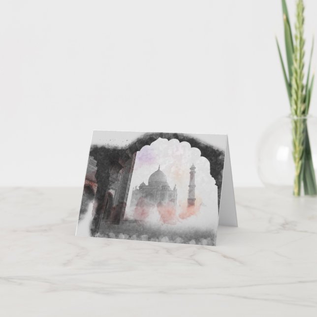 Taj Mahal Vintage Travel Postcard - Classic India Dankeskarte (Vorderseite)