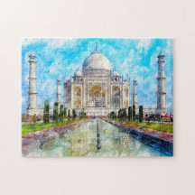 Taj Mahal Watercolor bemalt