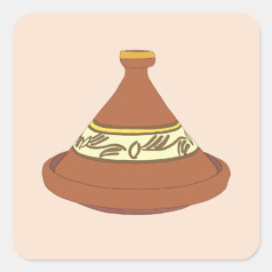 Tajine Hand Drawn - ط ا ي ن - Tagine Quadratischer Aufkleber