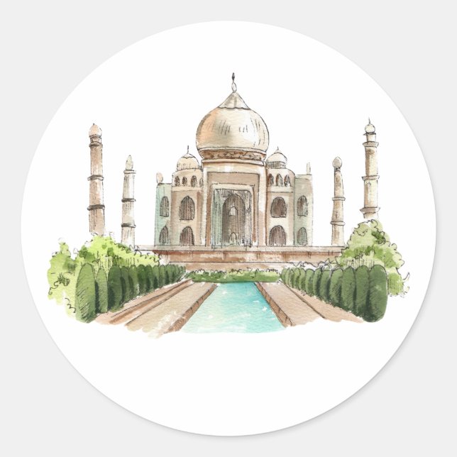Tajmahal Runder Aufkleber (Vorderseite)