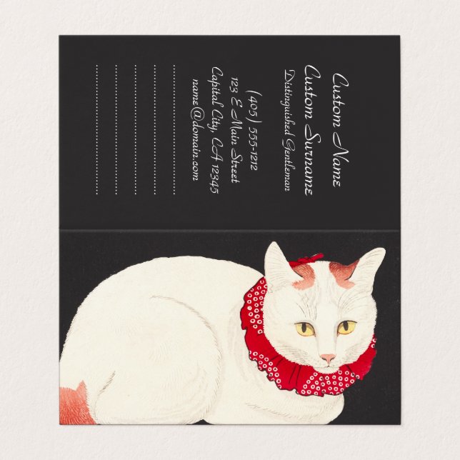takahashi shotei tama nekko cat portrait ukiyo-e visitenkarten (Außenseite Aufgefaltet)