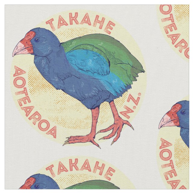 Takahe Aotearoa Neuseeland Stoff (Nahaufnahme)