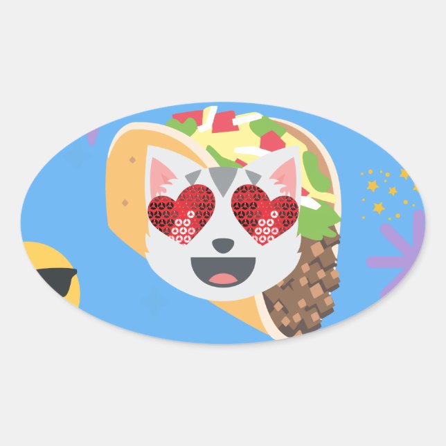Takakatze Emoji Ovaler Aufkleber (Vorderseite)