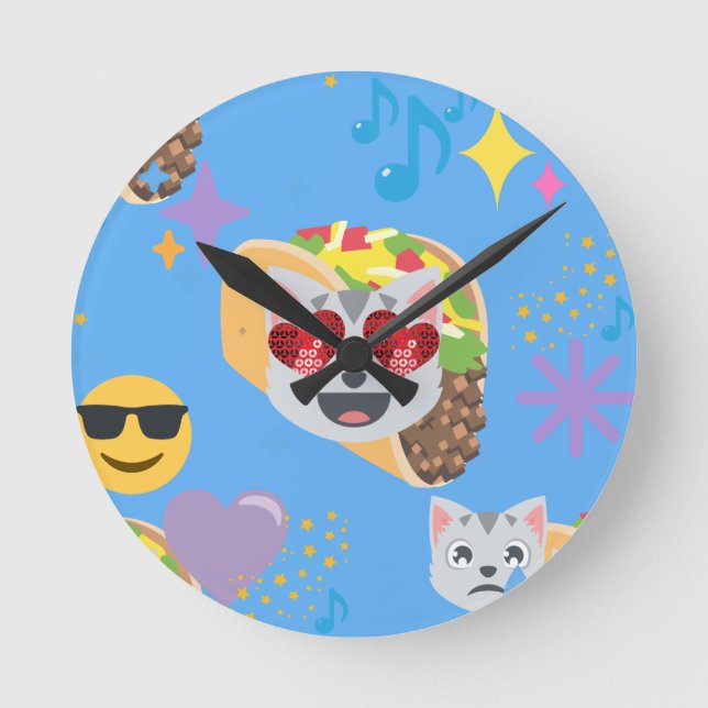 Takakatze Emoji Runde Wanduhr (Vorderseite)