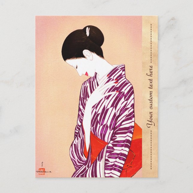Takasawa Keiichi Frau in Kimono Art japan Dame Postkarte (Vorderseite)
