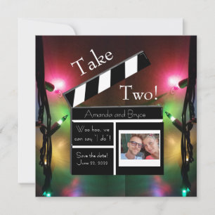 Take 2 Save-the-Date-Twinkle-Light-Party Feiertagskarte