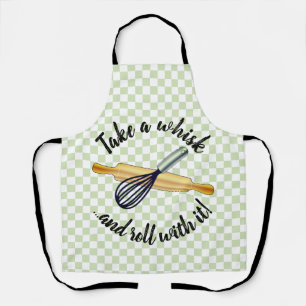"Take a whisk" Whisk und rollendes Button Bäcker's Schürze