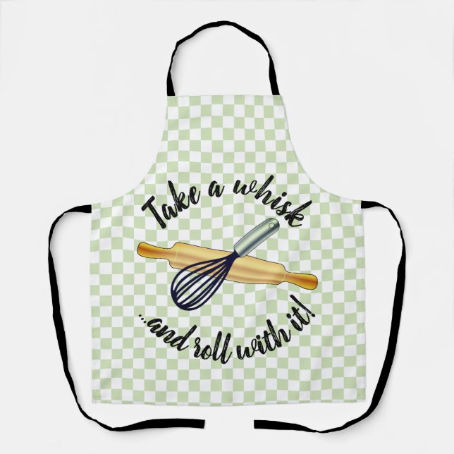 "Take a whisk" Whisk und rollendes Button Bäcker's Schürze (Vorderseite)