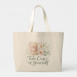 Take Care of Yourself – Elegant Floral Self Love  Jumbo Stoffbeutel