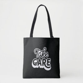 Take Care-Tragetasche | Minimalistische schwarze Ä