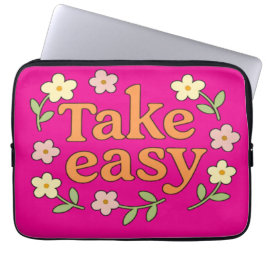 Take Easy: Positive Retro Floral Illustration Laptopschutzhülle