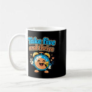 Take Five And Thrive Retro-Uhr Design für psychisc Kaffeetasse