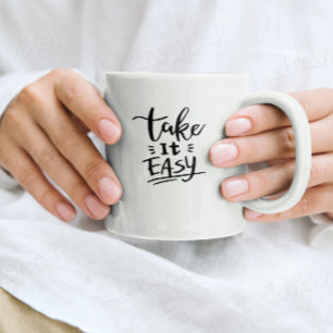 Take It Easy Becher Minimalistischer Zitat Kaffeet Zweifarbige Tasse