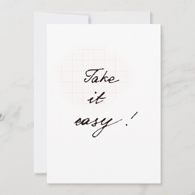 Take it easy minimal handwritten card karte (Vorderseite)