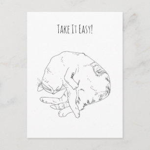 Take It Easy — Minimalistische schlafende Katze Postkarte