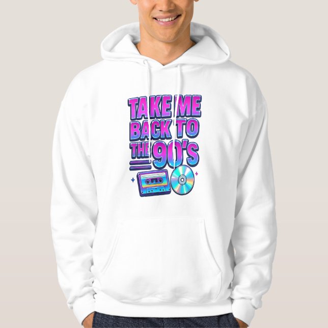 Take Me Back to the 90’s – Retro Neon Pop Design Hoodie (Vorderseite)