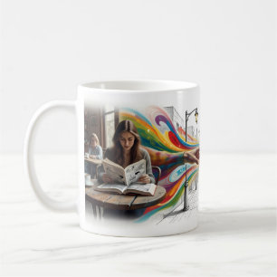 Take On Me Mädchen liest Comic World Mug Kaffeetasse