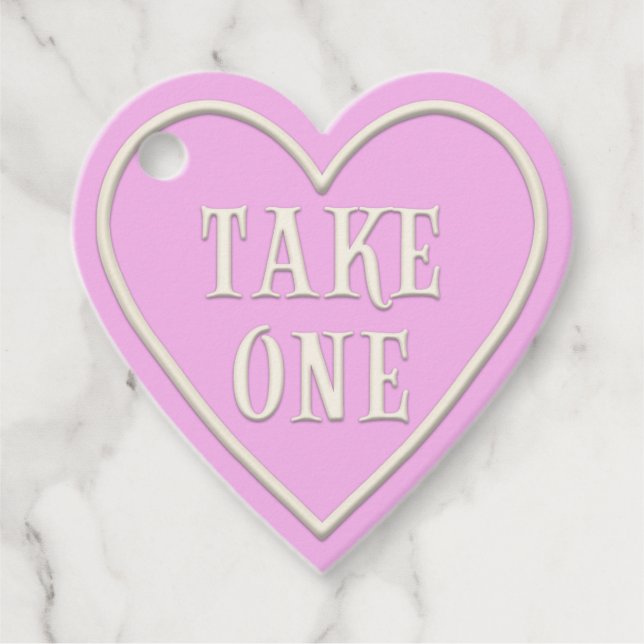"Take One" Tea Party Rosa Herz personalisiert Geschenkanhänger (Vorderseite)