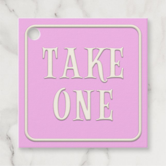 "Take One" Viktorianisch Tee Party Pink Square Cus Geschenkanhänger (Vorderseite)