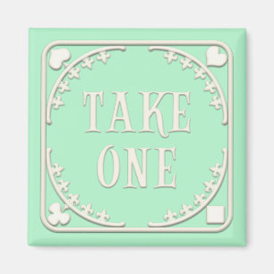 "Take One" Wonderland Tee Party Einladung Grün Magnet