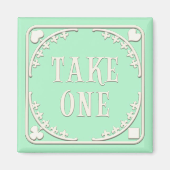 "Take One" Wonderland Tee Party Einladung Grün Magnet (Vorne)