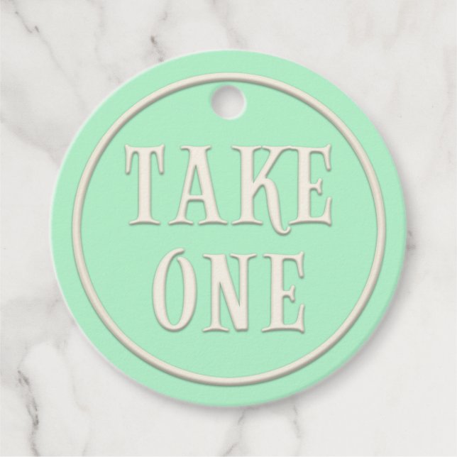 "Take One" Wunderland Tee Party Grün Personalisier Geschenkanhänger (Vorderseite)