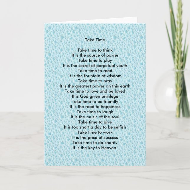 Take Time Greeting Card Karte (Vorderseite)
