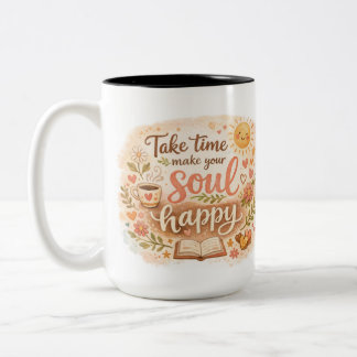 Take Time Make Your Soul Happy Self Care Mug Gift Zweifarbige Tasse
