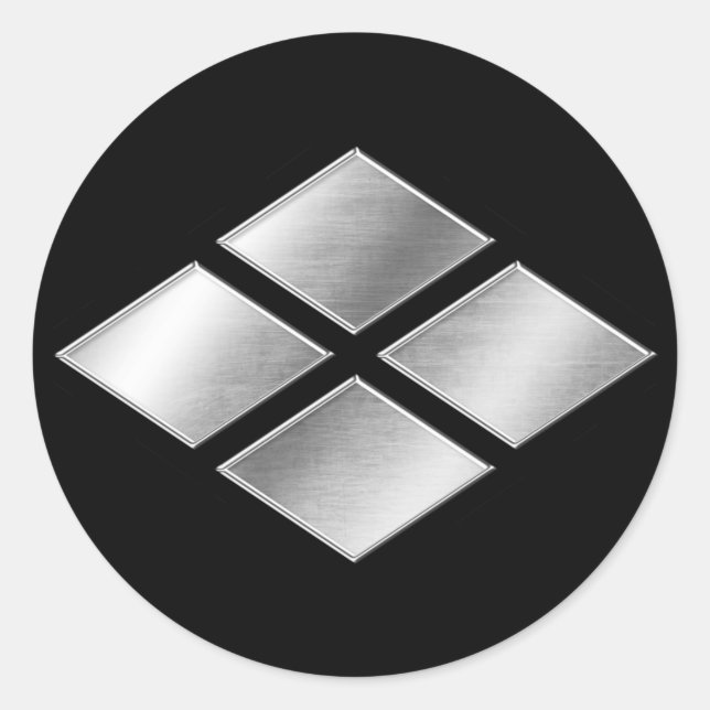 Takeda Clan Kamon Silver Chrome Runder Aufkleber (Vorderseite)