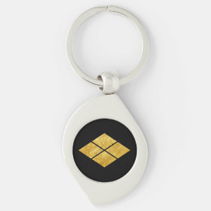 Takeda Kamon japanischer Samurai-Clan Faux-Gold Schlüsselanhänger