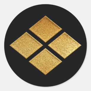 Takeda Kamon Takeda Bishi in Gold Runder Aufkleber