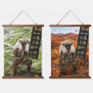 Takeda Shingen Samurai-Rüstung Vier Jahreszeiten Z Wandteppich Mit Holzrahmen