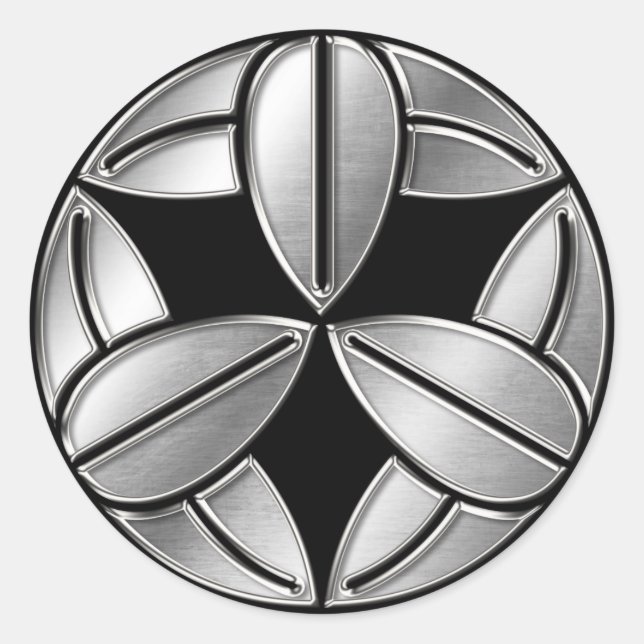 Takenaka Clan Kamon Silver Chrome Runder Aufkleber (Vorderseite)