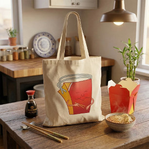 Takeout-Box mit Stäbchen Lustiges asiatisches Esse Tragetasche