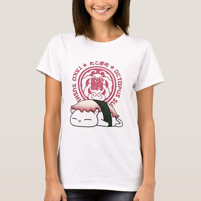 Tako Octopus Sushi Cat T-Shirt (Vorderseite)
