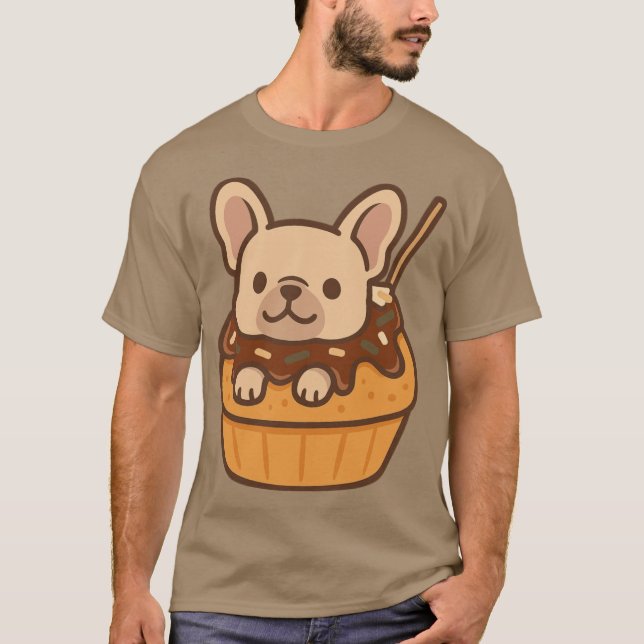 Takoyaki Frenchie Kawaii Japanese Snack Dog Sticke T-Shirt (Vorderseite)