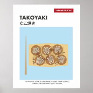 Takoyaki, Octopus Ball, japanische Lebensmittelrei Poster