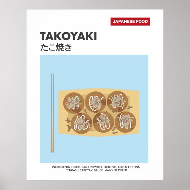 Takoyaki, Octopus Ball, japanische Lebensmittelrei Poster (Vorne)