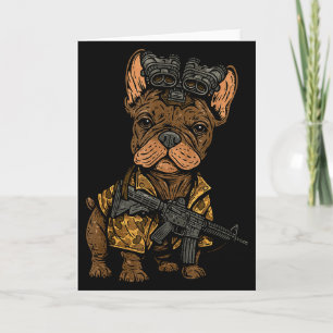 Taktischer Frenchie lustiger Hund Bulldogge mit NV Karte
