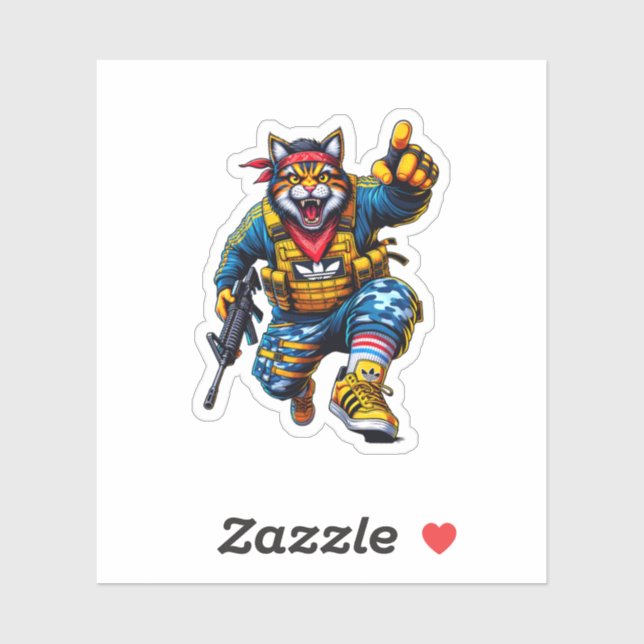 "Taktischer Tabby - Armed & Furry" Aufkleber (Blatt)