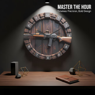 Taktisches Gewehrlauf-Holz Große Wanduhr
