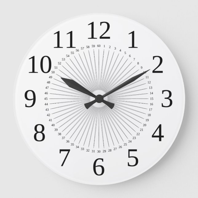 Taktsonne wie beschrieben, die auf die Zahl zeigt Große Wanduhr (Vorderseite)