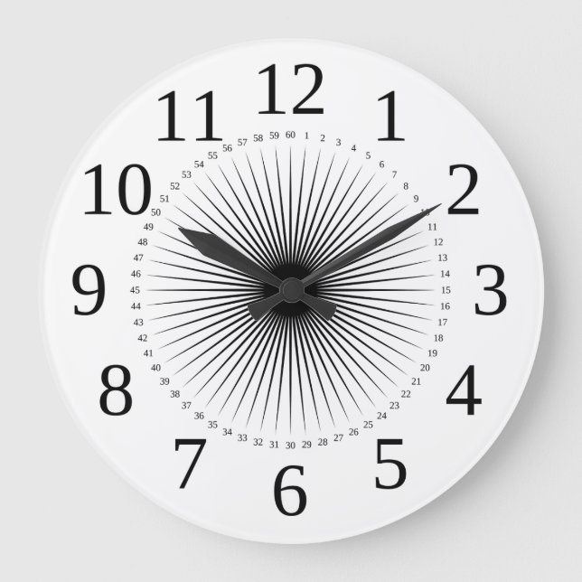 Taktsonne zeigt wie auf die Zahl Große Wanduhr (Vorderseite)