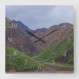 Tal am Toklat-Fluss Denali Quadratische Wanduhr