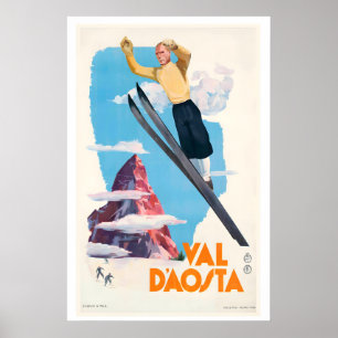 Tal Aostatal Italien Vintage-Skiposter Poster