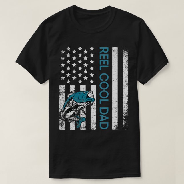 Tal cool Papa USA Flaggen Fischer Papa Vater da T-Shirt (Design vorne)