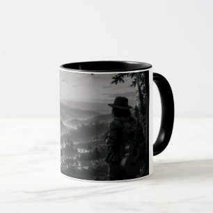 Tal des Morgens Schwarz-Weiß-Wanderer-Kaffeetasse Tasse